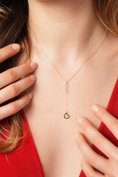 14 Ayar Sonsuzluk Kalp Sallantılı Kolye