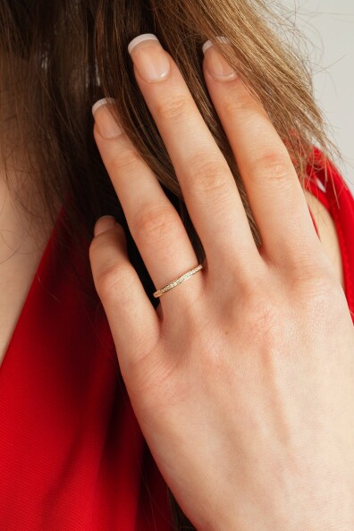 14 Ayar Altın Yarım Tur Yüzük