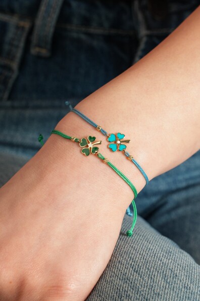 14 Ayar Altın İpli Yonca Bileklik