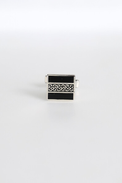 Gümüş Örgü Desenli Kol Düğmesi 