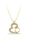 14 Ayar Altın Yuzuklu Kalp Kolye