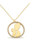 14 Ayar Altın Anne Kız Çocuk Kolye