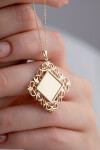 14 Ayar Altın Kare Ayna Kolye