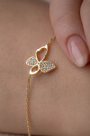 14 Ayar Altın Kelebek Bileklik