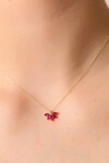 14 Ayar Altın Kırmızı Taş Kolye