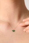 14 Ayar Altın Yeşil Taş Kolye