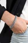 Gümüş Motif Kalemli Erkek Bileklik