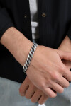 Gümüş Zırh Örgü Erkek Bileklik