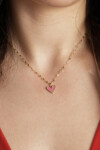 14 Ayar Altın Pembe Kalp Kolye
